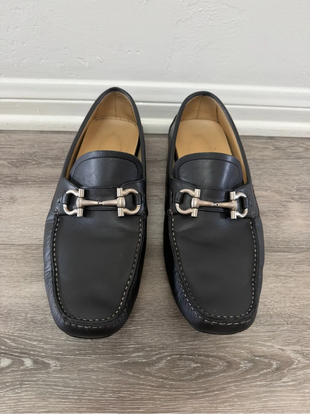 Men's Black Ferragamo Leather Bit Loafers